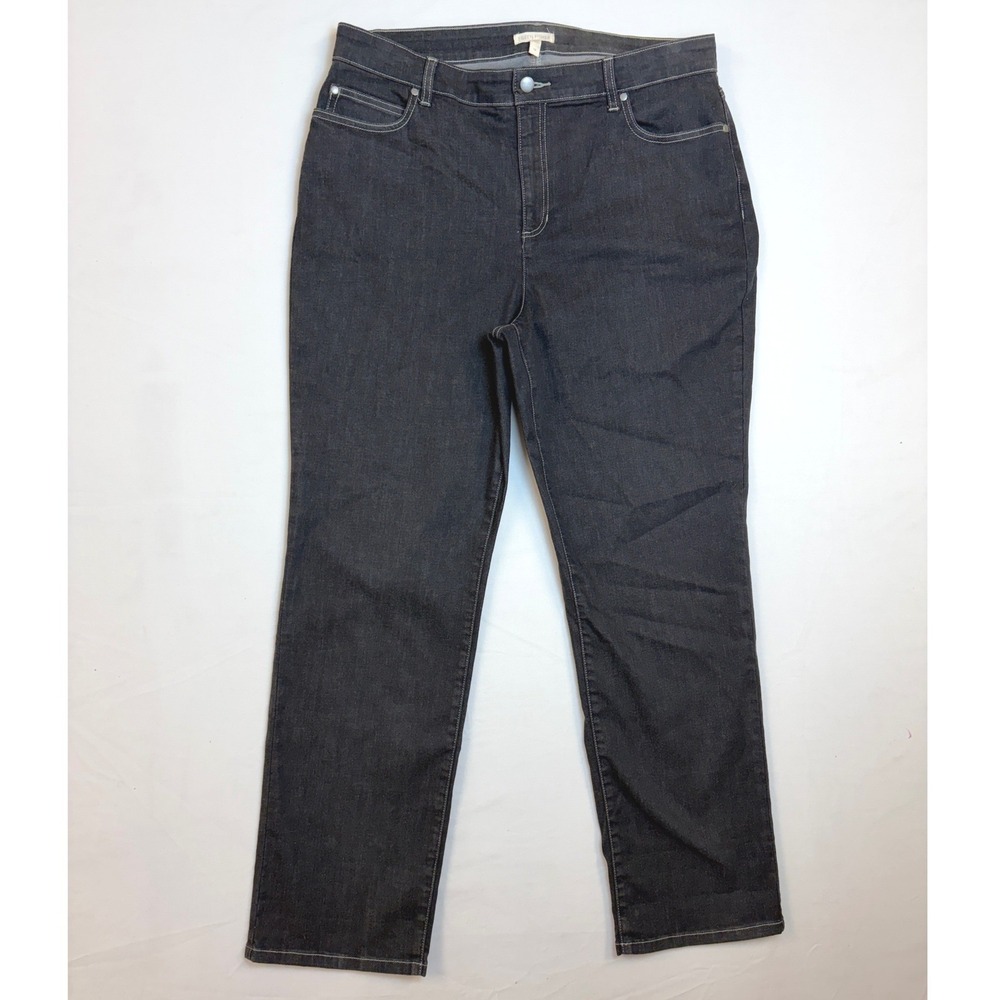 Eileen Fisher Womens Organic Cotton Straight Leg Stretch Jeans Black 16